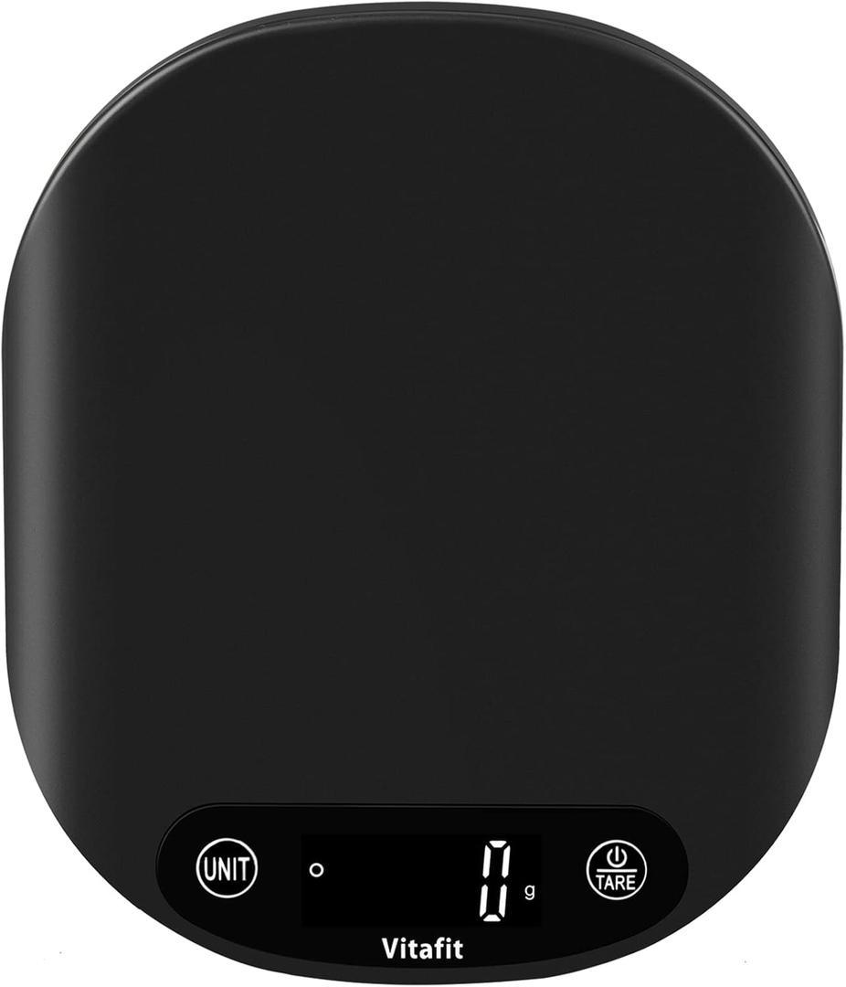 Vitafit 33lb/15kg Digital Food Scale in High Precision 0.1oz/1g, Our Own Kitchen Scale Professional Factory Since 2001, Home and Kitchen Essentials for Cooking and Baking, LED, 3*AAA Batteries, Black