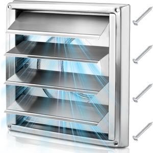 Cenipar 6'' Metal Dryer Vent Cover 304 Stainless Steel Outside Vent Cover with Moving Lamellae(6-inch) Dryer Vent Cover for Easy Installation
