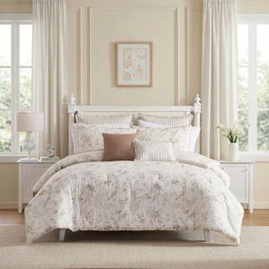 Laura Ashley - Reversible Cotton King Comforter Set with Sham & Pillows