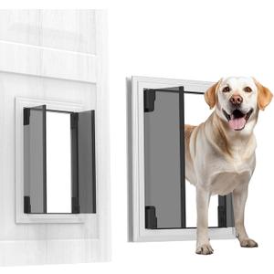 Dog Doors for Large Dogs, Energy Efficient French Dog Door with Aluminum Frame, Telescoping Tunnel, Magnetic Flaps and Sliding Lock Panel - XLarge
