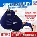 Set of 2 Mooring Buoy Fender Covers for Boat | Fleece Fender Covers (Navy Blue)