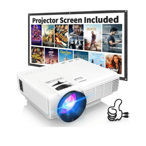 PANSEBA 1080P Mini Projector with Screen, Portable Home Theater Movie Projector with Two-Way Bluetooth, HDMI/USB Input for Smartphone/TV Stick, Ideal for Indoor & Outdoor Use, White