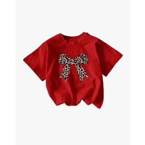 Girl's Graphic Tee Shirt Short Sleeve Round Neck Preppy Casual Trendy Cute Summer Tops M, Red