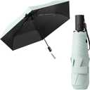 Mini Kids Travel Compact Portable Anti-rebound Folding Umbrella/Protect the safety of children/Automatic Open Close/UV Protection/UPF 50/Pocket Parasol/Rain Sun/Lightweight Small/Backpack/Car/Women (35.4inch, Green)