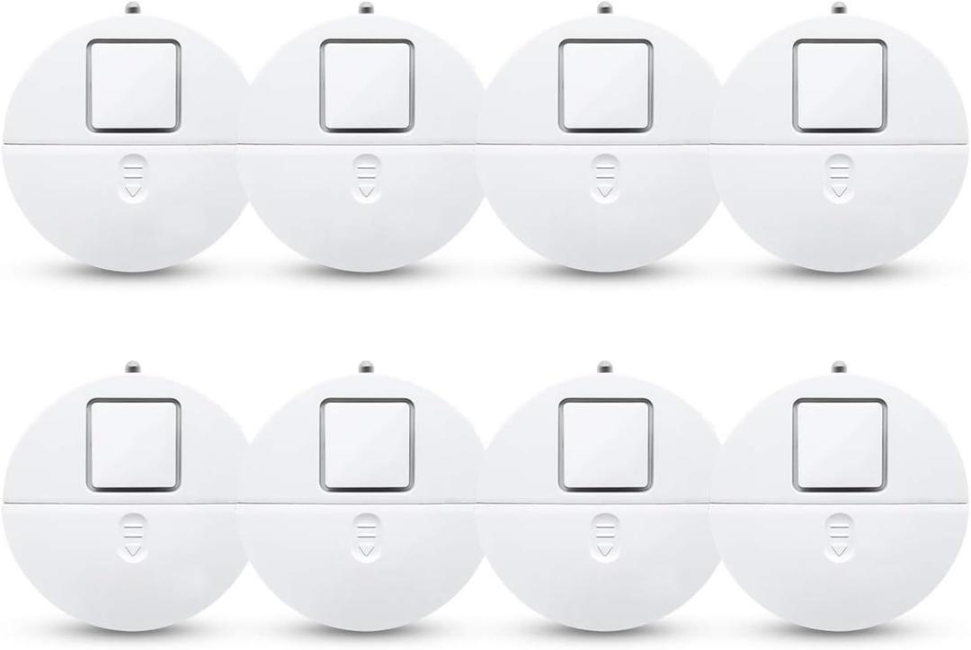 EVA LOGIK Modern Ultra-Thin Window Alarm with Loud 120dB Sound and Vibration Sensors Compatible with Virtually Any Window, Glass Break Alarm Perfect for Home, Office, Dorm Room- 8 Pack