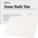 HBlife Stone Bath Mat, 23.5" X 15" Multipurpose Diatomaceous Earth Bath Mat for Bathroom, Stone Drying Mat for Kitchen Counter, Dog Water Bowl Mat, White