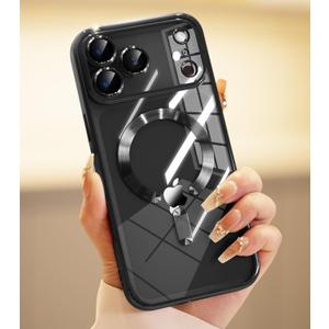 for iPhone 17 Pro Max Case with 1x Screen Protector, [Compatible with MagSafe] [Integrated Camera Protection], Non Yellowing Slim Cute Women Girly Magnetic Cover for iPhone 17 Pro Max, Black