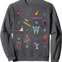 Skiers and Snowflakes Print Apres Ski Skiing Men and Women Sweatshirt, SMALL