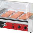 CROSSON Hot Dog 9 Roller Grill Cooker Machine with Transparent Sneeze Guard,9 Nonstick 304SS Rollers and Dual Temp Control,Commercial Hot Dog Cooker Machine-120V, 1350W