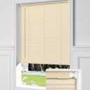 No Drill Blinds for Windows 1" Vinyl L-Shaped Slats Cordless Mini Blinds for Home, for Window Size 35" W  48" H Beige