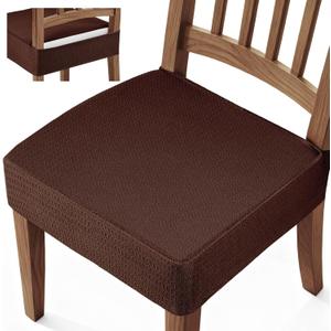 Songrey Waterproof Seat Covers for Dining Chairs Set of 6, No Rear Chair Covers, Stretch Removable Washable Chair Slipcover Protector, Chocolate
