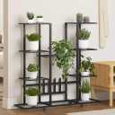 vidaXL Flower Stand with Wheels 37.2"x9.6"x36" Black Iron