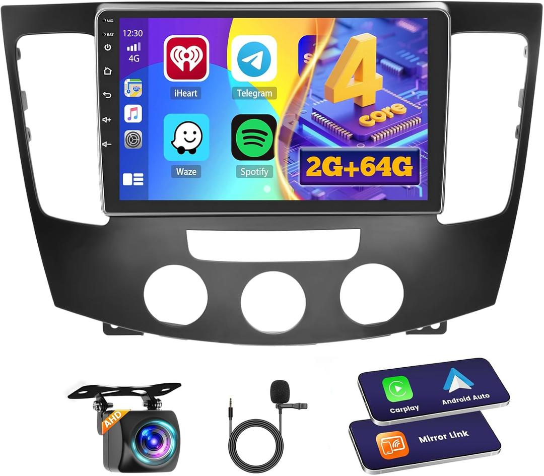 Hikity Android Car Stereo for Hyundai Sonata 2009-2010 (Manual A/C) Radio 2+64GB 9 Inch Touchscreen Car Radio Wireless Carplay Android Auto Support GPS Navigation WiFi Bluetooth FM EQ Backup Camera