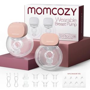 Momcozy S9 Pro Upgraded Wearable Breast Pump, Hands-Free Design with Extended Battery Life & LED Display, Double Electric Portable Pump with 2 Modes & 9 Levels, 24mm, 2-Pack, Pink