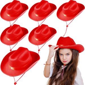 Hercicy Kids Cowboy Hat Cowgirl Western Hat for Boys and Girls Dress Costume, Bachelor Party Supplies (Red)