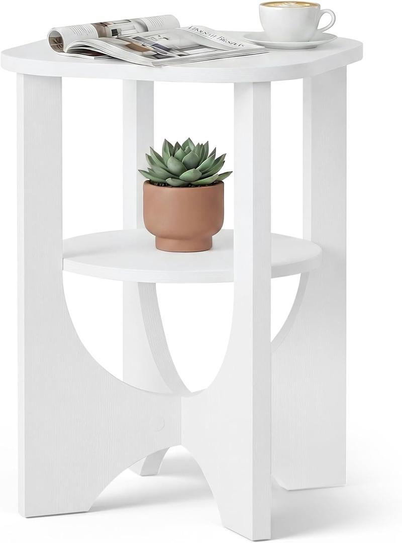 VASAGLE Side Table, 2 Tier Small Accent End Table, Nightstand, 15.7"D x 15.7"W x 22.4"H