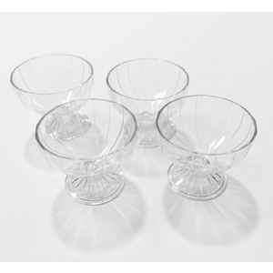 Meanplan 4 Pcs Acrylic Ice Cream Bowls 10 oz Clear Dessert Bowls with Footed Ice Cream Cups Cute Plastic Trifle Tableware for Serving Sundae Salad Fruit Snack Holiday Party, approx. 4.33 x 3.54 inches/ 11 x 9 cm