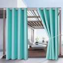DIVA EN CAMINO DEC Outdoor Patio Curtain Waterproof Darkening Thermal Insulated Indoor Curtains for Bedroom, Porch, Living Room, Pergola, Cabana, W52 x L95, Teal Blue, Set of 2 Panels