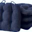 Chair Cushions for Dining Chairs Set of 4, Kitchen Chair Cushions, Chair Pads with Ties and Non Slip Backing, Tufted Memory Foam Seat Cushion 4 Pack, 18" x 18" x 4", Navy Blue