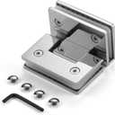 Ranbo Heavy Duty 90 Degree Shower Glass Door Hinge, Solid 5mm 304 Stainless Steel, Glass-to-Glass Mount,for 5/16"-1/2" (8mm-12mm) Frameless Doors, One-Piece Precision Cast, Polished Chrome, 1 PC