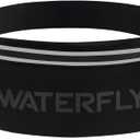 WATERFLY Running Belt Fanny Pack: Breathable 3 Pocket Waist Bag for Men Women Workout Exercise Fitness Phone Holder Fits All Phones - Runner Marathon Jogging Race Belt with Bib Clip Black