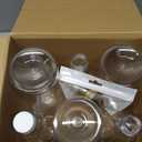 Baderke 6 Set Plastic Coquito Bottles 32 oz Plastic Clear Wine Bottles with Caps and Tags for Home Brewing Wedding Party Favors (Gold)