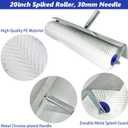 Self Leveling Tools Kit Spiked Roller 20 in 9 inch Epoxy Roller Spike Shoes for Concrete Epoxy Flooring Stainless Steel Notched Squeegee Rake Cement Floor Leveling Tools