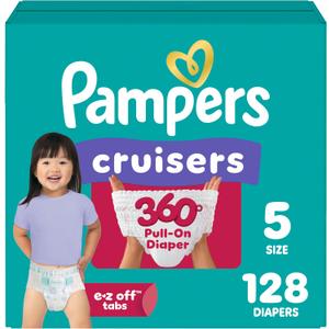 Pampers Diapers - Cruisers 360 - Size 5, 128 Count, Babyproof up to 100% Leakproof Pull-On Diaper