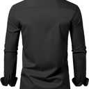 BUXKR Men's Wrinkle Free Slim Fit Dress Shirts Formal Long Sleeve Button Down for Wedding Business (Black, XL)