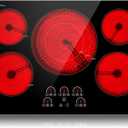 AMZCHEF Electric Cooktop 30 Inch,5 Burners Built-in Electric Stove Top,Max 9000W Ceramic Glass Countertop with Touch Control,9 Heating Level,Triple Zone,Safety Lock