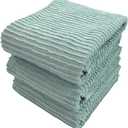 Seafoam Light Sage Aqua Mineral Green Kitchen Hand Dish Towels: Oversized 28" x 18", 100% Cotton Cloth Soft Cleaning Drying Absorbent Ribbed Design, Set of 3 Multipurpose for Everyday Use