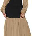 Ekaliy Women's Puff Long Sleeve Shirt Dress Elegant Button Down Loose Swing Party Maxi Dress XXL