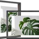 Egofine 9x12 Floating Frames Set of 2, Double Plexiglass Picture Frame, Made of Solid Wood Display Any Size Photo up to 9x12, Wall Mount or Tabletop Standing, Faded Black