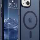 SUPFINE Magnetic for iPhone 14 Case & iPhone 13 Case with Screen Protector (Compatible with MagSafe)(Military Grade Drop Protection) Translucent Matte Shockproof Phone Cover,Dark Blue