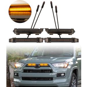 OKLSG Front Bumper LED Grill Lights for 2024 2023 2022 2021 4Runner Accessories Raptor Marker Lights Bars fit SR5 TRD Sport TRD Off Road Limited OEM Grille(Yellow)