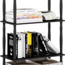 Furinno TURN-N-TUBE Storage Shelves, 4-Tier Book Shelf, Corner Shelf, Toolless Open Shelves, Classic Tubes, for Organization and Storage, Living Room, Home Office, Americano