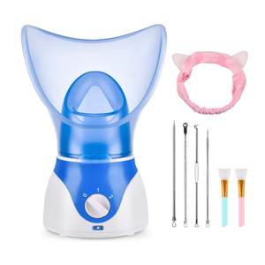 Face Steamer for Facial Deep Cleaning, Facial Steamer for Women, 2 Modes Nano Ionic Facial Steamer for Unclogs Pores, Hydrating, Blue(Include Blackhead Remover Kit, Brush, Headband)