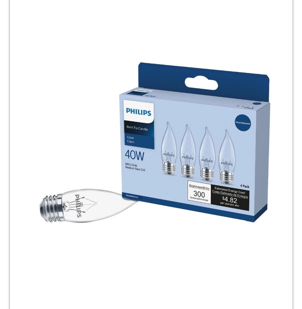 Philips Duramax 40w Clear Medium Ba9.5 Incandescent Bent Tip Light Bulb (4-pack)