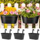 10.6" Oval Iron Hanging Flower Pots - Rust-Resistant Metal Planters with Detachable Hooks for Garden, Yard & Home Decor (Black 3 PCS)