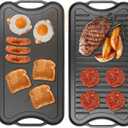 2 in 1 Reversible Cast Iron Griddles for Gas Grill,Flat Griddle-Pan for Gas Stove,Pre-Seasoned Oven Top Pan, Upgrade Double Burner Griddle for Indoor & Outdoor Cooking Accessories,20" X 10.5"