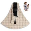 Baby Sling Carrier for Toddler, Houndstooth Baby Carrier Sling, Premium Cotton Linen Adjustable in Both Front and Back Shoulder Strap, Portable and Lightweight Toddler Carrier (Khaki)
