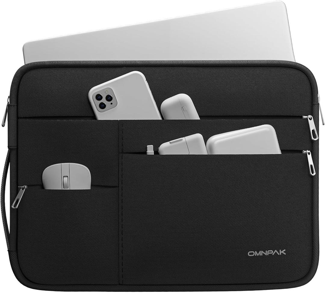 Omnpak for 13.6 inch MacBook Air Case Sleeve Compatible with MacBook 13 inch, 14-inch New MacBook Pro M5/M4/M3/M2/M1 Pro/Max, Water Repellent Laptop Case with Handle (Black)
