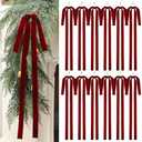 Janinka 12 Pcs Burgundy Long Velvet Bow Ornaments Christmas Swag 23.5x15.5 Inch Vintage Large Velvet Christmas Staircase Wreath Bows Tree Topper Bows Large Bow for Outdoor : Home & Kitchen