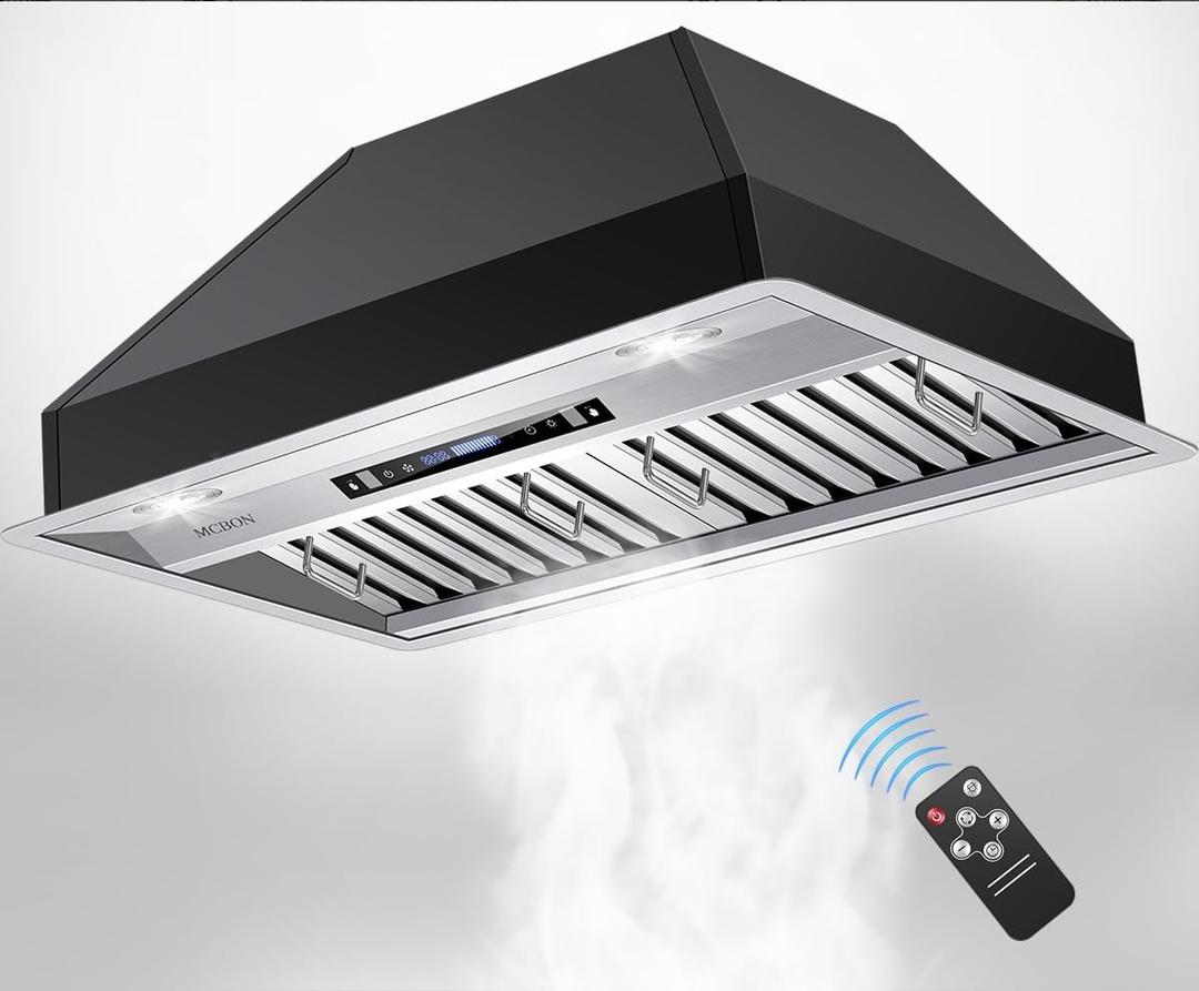 MCBON Range Hood Insert 30 Inch, 960 CFM Vent Hood Insert with Remote, 4 Speed Touch Insert Range Hood, Gesture Sensing Hood Vent Insert, with Timer, Stainless Steel, Adjustable LED Lights, AE88-30-B MCBON Range Hood Insert 30 Inch, 960 CFM Vent Hood Insert with Remote, 4 Speed Touch Insert Range Hood, Gesture Sensing Hood Vent Insert, with Timer, Stainless Steel, Adjustable LED Lights, AE88-30-B