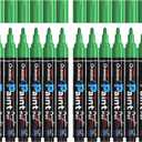Overseas Green Paint Pens Paint Markers - Permanent Acrylic Markers 12 Pack, Water-Based, Quick Dry, Waterproof Marker Pen for Rock, Wood, Plastic, Metal, Canvas, Glass, Fabric, Mugs. Medium Tip