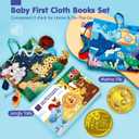 hahaland Baby Toys 0-6 Months - Crinkle Books for Babies 2-Pack, Soft Cloth Sensory Touch Feel Baby Book 6-12 Months Infant Montessori Toys 0-3 Month Newborn Baby Boys Gifts 3-6 Months Travel Toys, Large