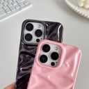 Caseative for iPhone 16 Pro Case,Solid Color Water Ripple Wave Pattern Pleated Phone Case (Pink,16 Pro)