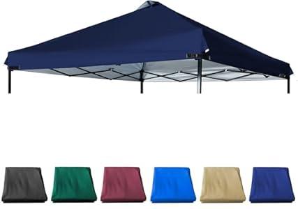 JANCANOPY Canopy Replacement Top Silver Coated with Air Vent Upgraded Adjustable Straps for Most 12x12 Straight Leg Frame, (Navy Blue)