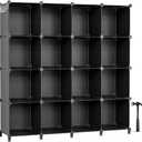 Neprock 16 Cubby Storage Organizer, Closet Clothes Storage Organizer, Cube Shelves Closet Organizers and Storage Shelves for Clothing Storage with Hammer, Bookshelf for KidsBlack