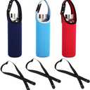 3 PCS Water Bottle Carrier with Shoulder Strap 16oz-21oz, TuNan Neoprene Sleeve Cup Holder Pouch with Carrying Handle for All Portable Sport Water Bottle -3 Colors